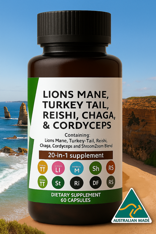 Mushroom Complex 5-in-1 Lions Mane Turkey Tail Reishi Cordyceps Chaga – 60 Caps
