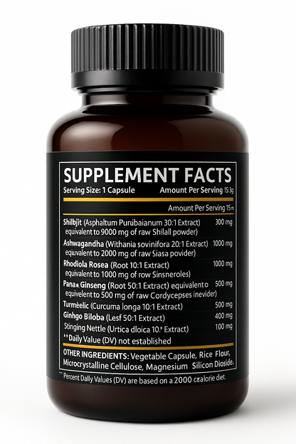 Pure Himalayan Shilajit 60 Caps – Fulvic Acid + 85 Trace Minerals